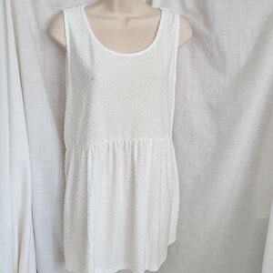 Chic Soul Tank Top 2XL White T-Shirt Raised Swiss Dot Babydoll Weekender New